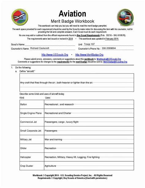 Merit Badge Worksheets Answers PDF