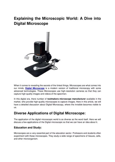 Metre to Nanometre: Dive into the Microscopic World