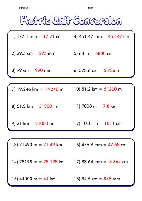 Metric Conversion With Answers Reader