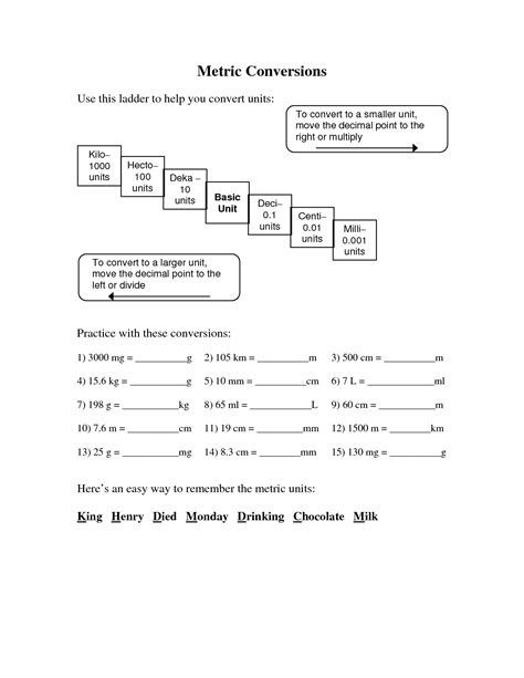 Metric Conversion Worksheet With Answer Key PDF