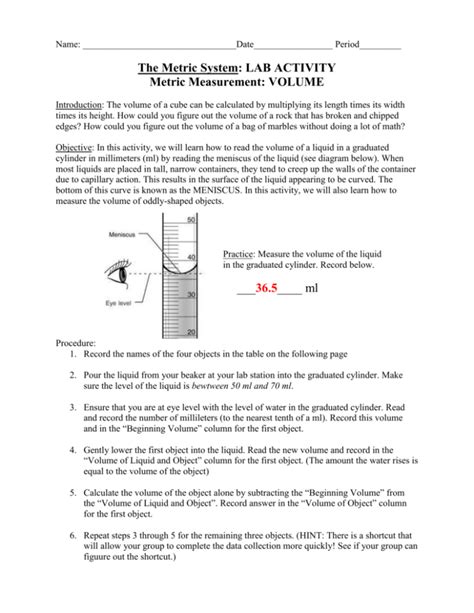 Metric Measurement Lab Answer Key PDF