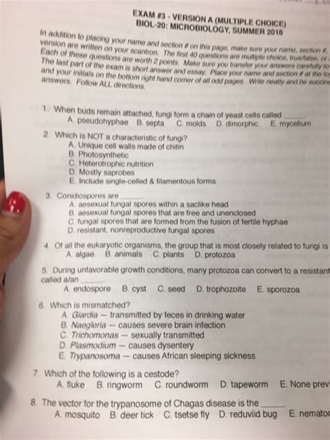 Microbiology Exam 1 Answer Key Reader