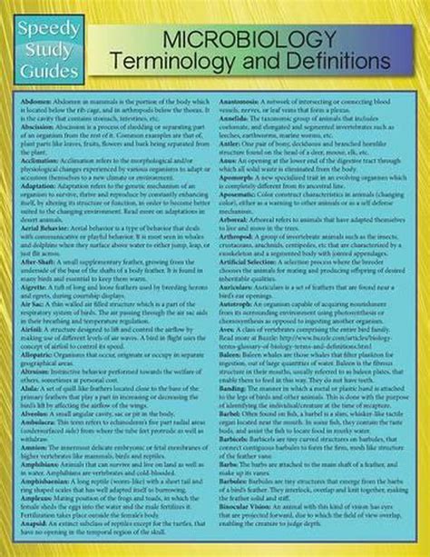 Microbiology Terminology and Definitions Speedy Study Guide Reader