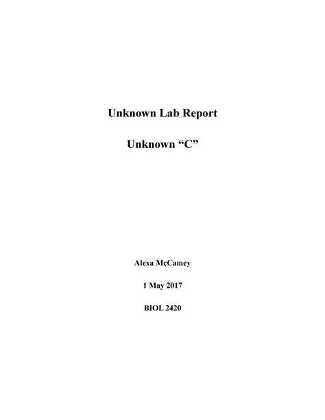 Microbiology Unknown Lab Report Template pdf PDF