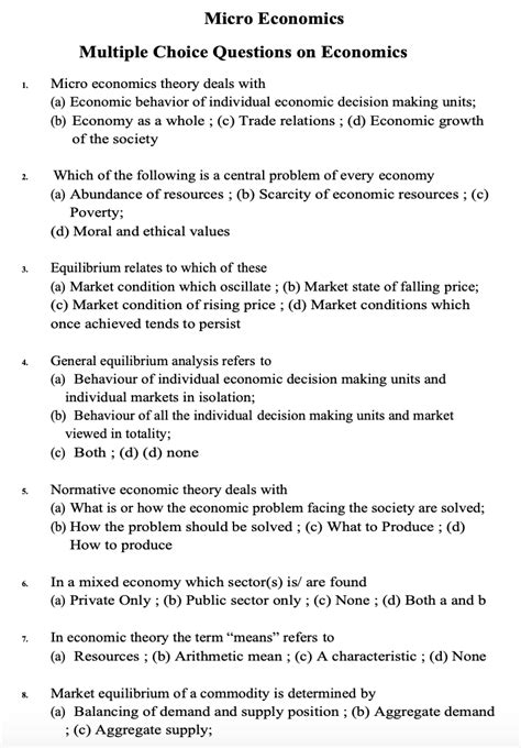 Microeconomic Questions And Answers Reader