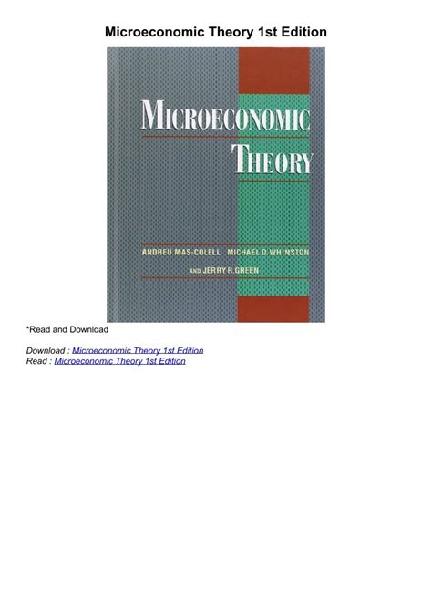 Microeconomic Theory 1st Edition Reader