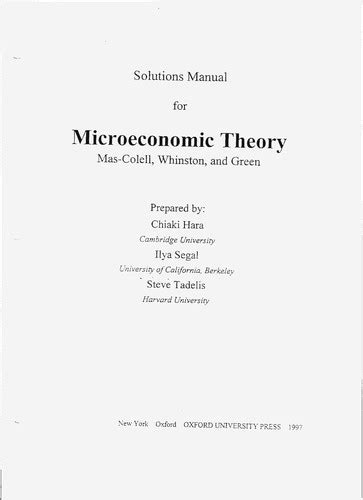 Microeconomic Theory Solutions Manual For Mas Colell Reader