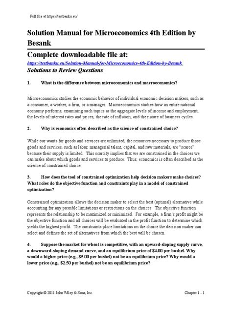 Microeconomics Besanko 4th Edition Answers Kindle Editon