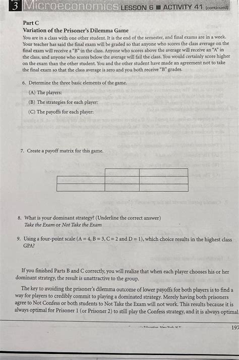 Microeconomics Lesson 6 Activity 41 Answer Key Doc