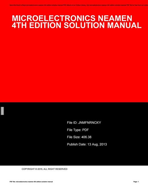 Microelectronics Solution Manual Neamen PDF