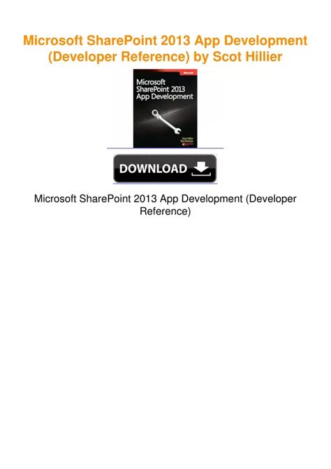 MicrosoftÃ‚Â® SharePointÃ‚Â® 2013 Developer Reference Kindle Editon