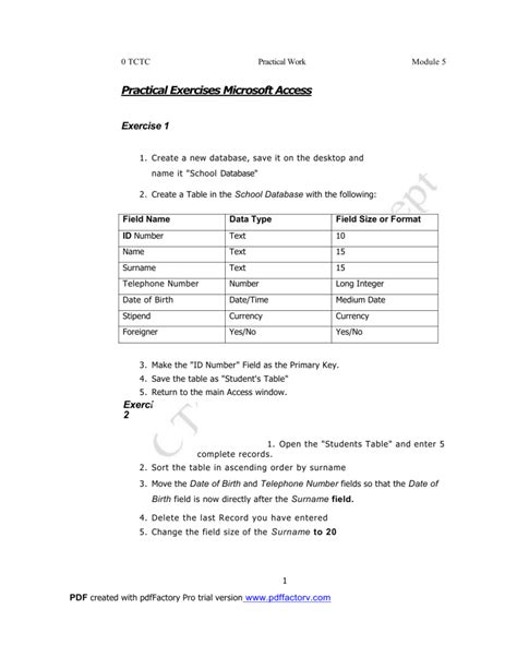 Microsoft Access 2010 Practice Question And Answer Doc