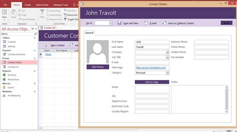 Microsoft Access Contacts Database Template Download