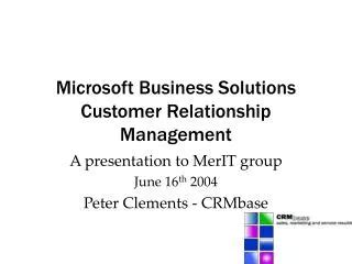 Microsoft Business Solutions Customer Relationship Doc