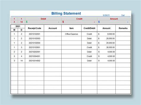 Microsoft Excel Billing Template
