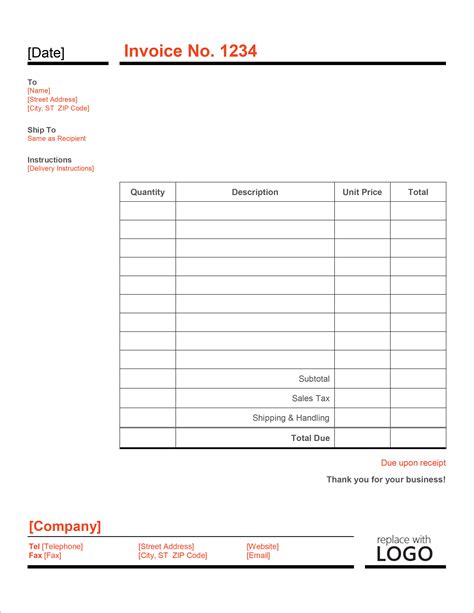 Microsoft Invoice Template