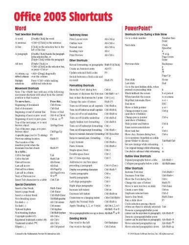 Microsoft Office 2003 Shortcuts Quick Reference Guide Cheat Sheet of Instructions Tips and Shortcuts-Laminated Card Epub