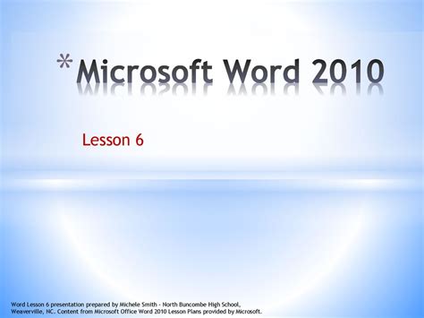 Microsoft Office Word 2010 Lesson 6 Answers PDF