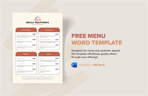 Microsoft Word Menu Template