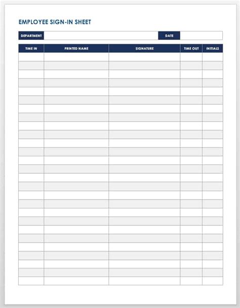 Microsoft Word Sign In Sheet Template