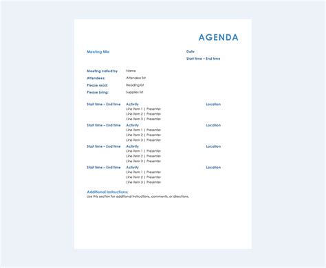 Microsoft Word Templates Agenda
