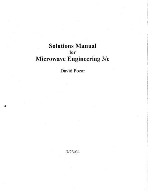 Microwave Engineering David Pozar Solution Manual Doc