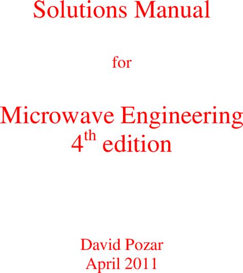 Microwave Solutions for Engineers Epub