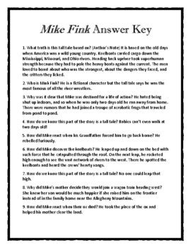 Mike Fink Dra Answer Key Reader