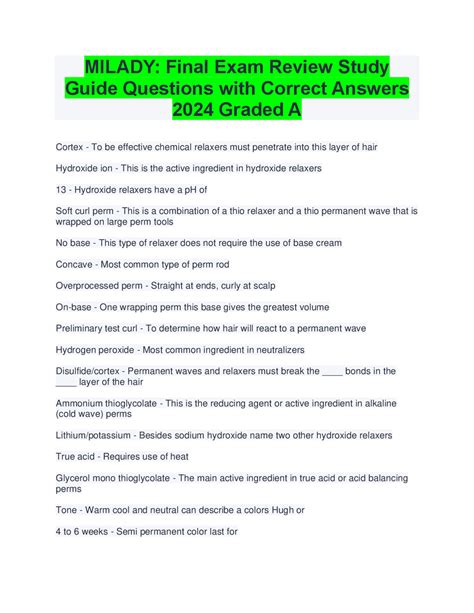 Milady Stard Cosmetology Study Guide Answers PDF