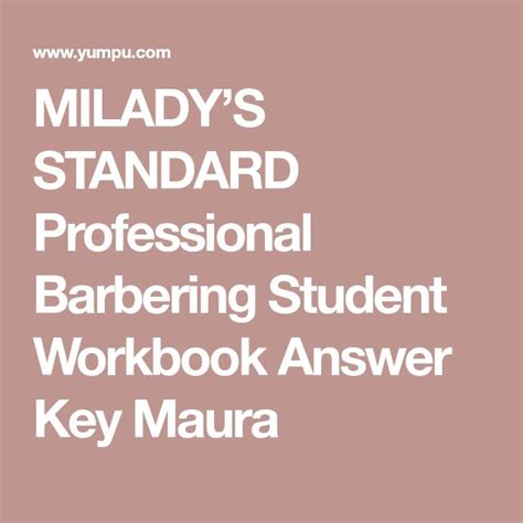 Milady Stard Professional Barbering Student Work Answers Kindle Editon