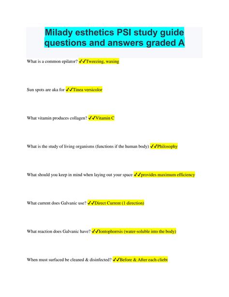 Milady Study Guide Answers PDF