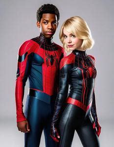 Miles Morales and Gwen Stacy Costume Variations