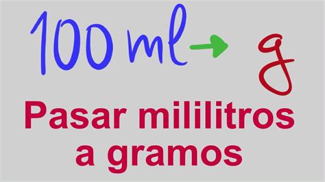 Mililitros = Gramos / Densidad