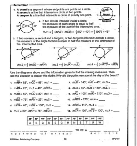 Milliken Publishing Company Circle Terminology Answers Doc