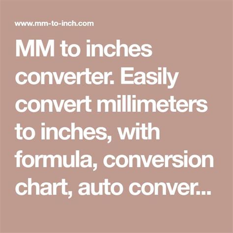 Millimeters to Inches Formula: Unlock the Secrets of Dimensional Conversion