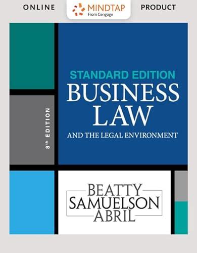MindTap Business Law 1 term 6 months Printed Access Card for Anderson s Business Law and the Legal Environment Standard Volume 23rd MindTap Course List Reader