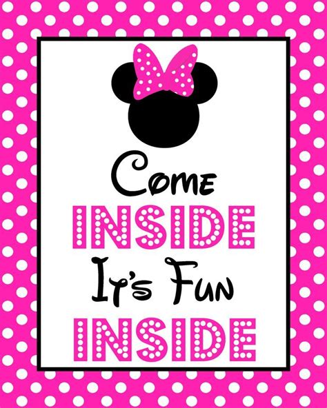 Minnie Mouse Come Inside Its Fun Inside Printable