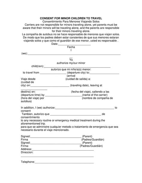 Minor Travel Consent Template
