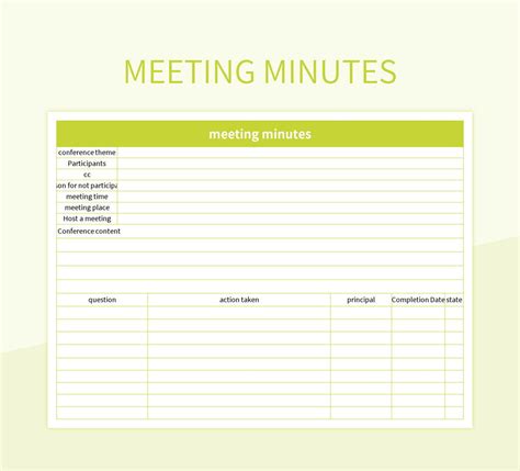Minutes Of Meeting Template In Excel