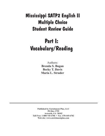 Mississippi Satp2 English 2 Multiple Choice Answers Reader