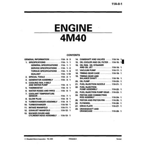 Mitsubishi Engine 4M40 Workshop Manual Ebook Doc