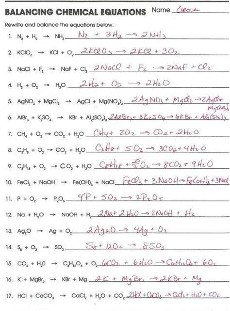 Mixed Review Chemical Equations And Reactions Answers Doc