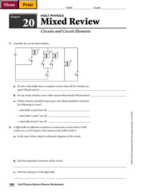 Mixed Review Circuits And Circuit Elements Answers PDF