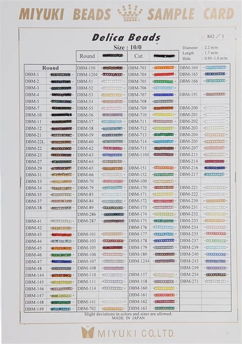 Miyuki Delica Color Chart
