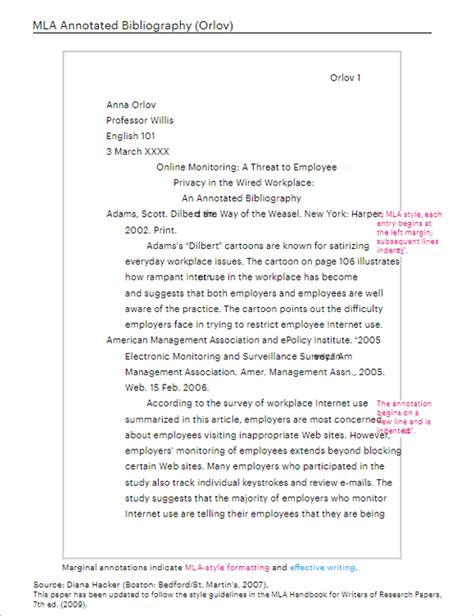 Mla Annotated Bibliography Template