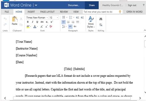 Mla Style Word Template