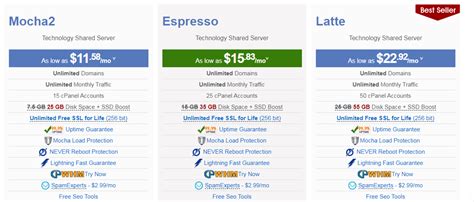 MochaHost pricing plans comparison for U.S. users
