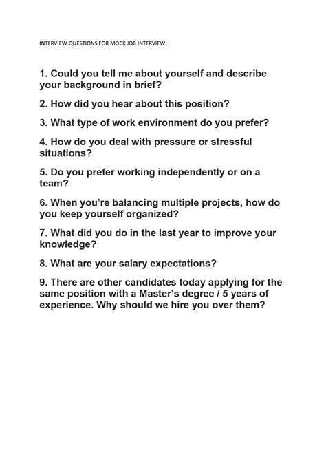 Mock Interview Questions And Answers Reader