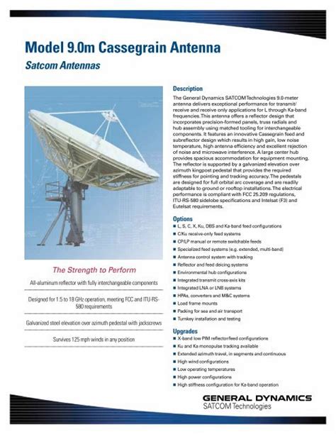 Model 48m Cassegrain Antenna General Dynamics Satcom Tech 486638 PDF PDF