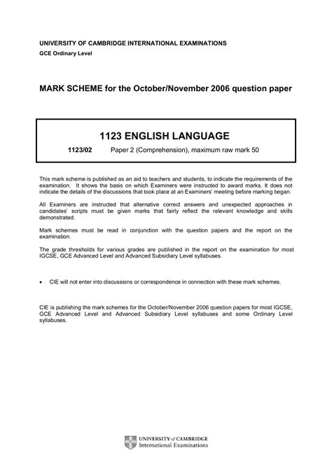 Model Answers For Igcse English Paper 2 Doc